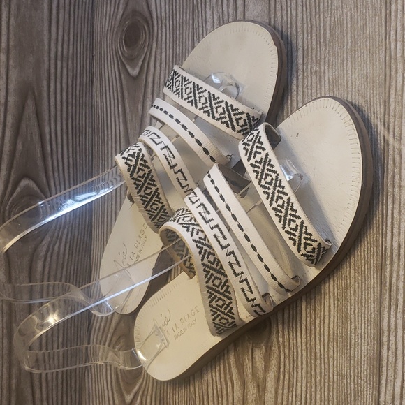 Joie la plage white and black embroidery multistrap slide flat sandals 39 - Picture 1 of 7